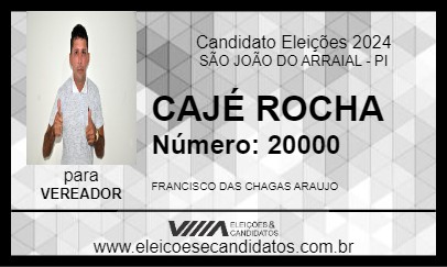 Candidato CAJÉ ROCHA 2024 - SÃO JOÃO DO ARRAIAL - Eleições