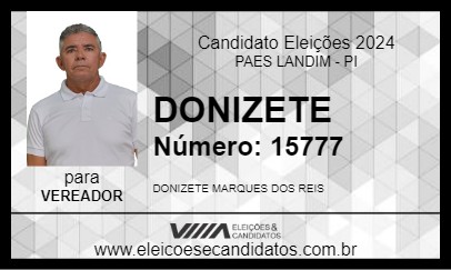 Candidato DONIZETE 2024 - PAES LANDIM - Eleições