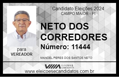 Candidato NETO DOS CORREDORES 2024 - CAMPO MAIOR - Eleições