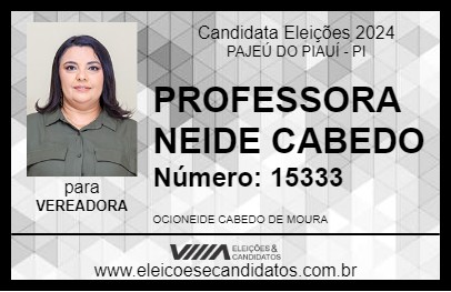 Candidato PROFESSORA NEIDE CABEDO 2024 - PAJEÚ DO PIAUÍ - Eleições