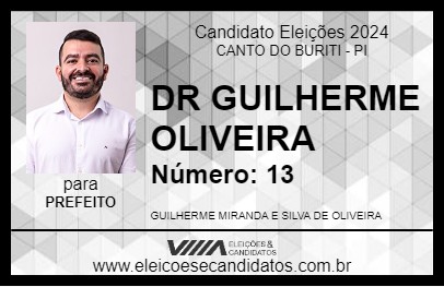 Candidato DR GUILHERME OLIVEIRA 2024 - CANTO DO BURITI - Eleições