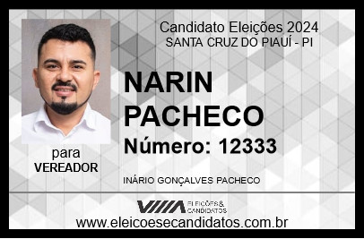 Candidato NARIN PACHECO 2024 - SANTA CRUZ DO PIAUÍ - Eleições