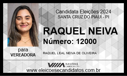 Candidato RAQUEL NEIVA 2024 - SANTA CRUZ DO PIAUÍ - Eleições