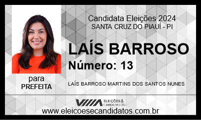 Candidato LAÍS BARROSO 2024 - SANTA CRUZ DO PIAUÍ - Eleições