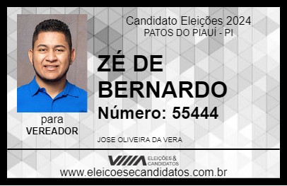 Candidato ZÉ DE BERNARDO 2024 - PATOS DO PIAUÍ - Eleições