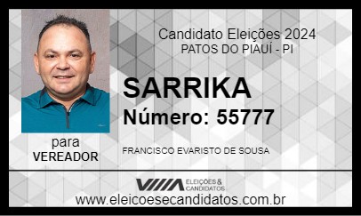 Candidato SARRIKA 2024 - PATOS DO PIAUÍ - Eleições