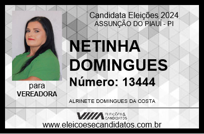 Candidato NETINHA DOMINGUES 2024 - ASSUNÇÃO DO PIAUÍ - Eleições