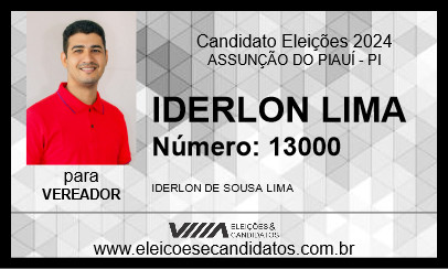 Candidato IDERLON LIMA 2024 - ASSUNÇÃO DO PIAUÍ - Eleições