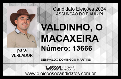 Candidato VALDINHO, O MACAXEIRA 2024 - ASSUNÇÃO DO PIAUÍ - Eleições