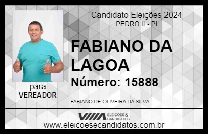 Candidato FABIANO DA LAGOA 2024 - PEDRO II - Eleições