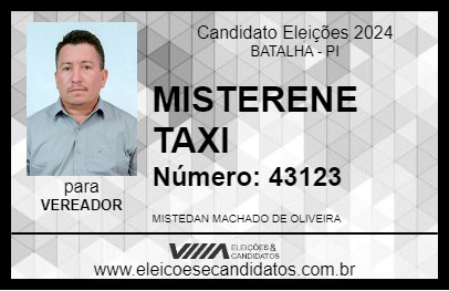 Candidato MISTERENE TAXI 2024 - BATALHA - Eleições