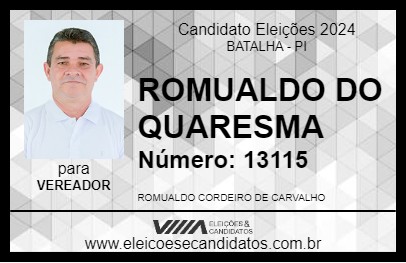 Candidato ROMUALDO DO QUARESMA 2024 - BATALHA - Eleições