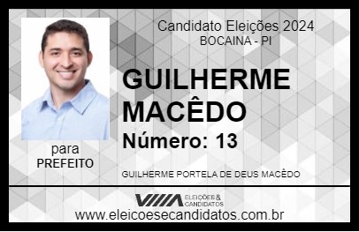 Candidato GUILHERME MACÊDO 2024 - BOCAINA - Eleições