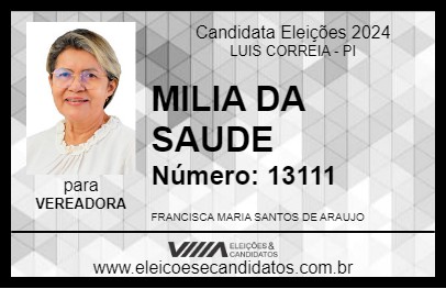 Candidato MILIA DA SAUDE 2024 - LUIS CORREIA - Eleições