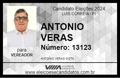 Candidato ANTONIO VERAS 2024 - LUIS CORREIA - Eleições