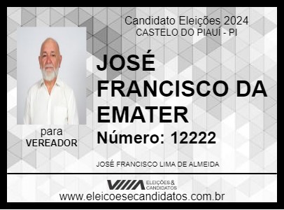 Candidato JOSÉ FRANCISCO DA EMATER 2024 - CASTELO DO PIAUÍ - Eleições