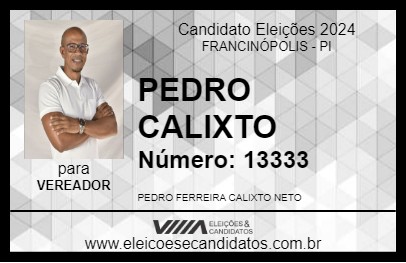 Candidato PEDRO CALIXTO 2024 - FRANCINÓPOLIS - Eleições