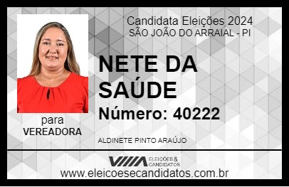 Candidato NETE DA SAÚDE 2024 - SÃO JOÃO DO ARRAIAL - Eleições