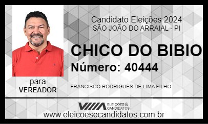 Candidato CHICO DO BIBIO 2024 - SÃO JOÃO DO ARRAIAL - Eleições