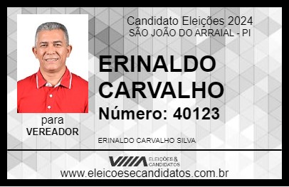 Candidato ERINALDO CARVALHO 2024 - SÃO JOÃO DO ARRAIAL - Eleições