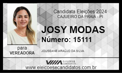 Candidato JOSY MODAS 2024 - CAJUEIRO DA PRAIA - Eleições