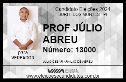 Candidato PROF JÚLIO ABREU 2024 - BURITI DOS MONTES - Eleições