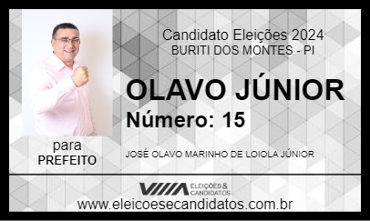 Candidato OLAVO JÚNIOR 2024 - BURITI DOS MONTES - Eleições