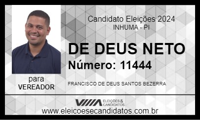 Candidato DE DEUS NETO 2024 - INHUMA - Eleições