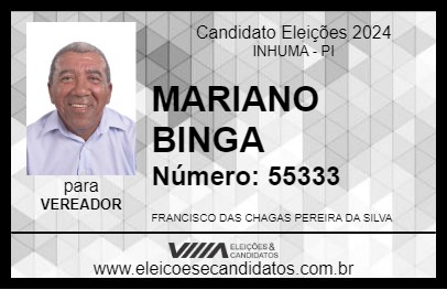 Candidato MARIANO BINGA 2024 - INHUMA - Eleições