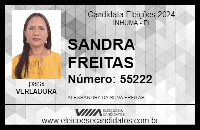 Candidato SANDRA FREITAS 2024 - INHUMA - Eleições