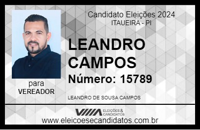 Candidato LEANDRO CAMPOS 2024 - ITAUEIRA - Eleições