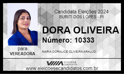 Candidato DORA OLIVEIRA 2024 - BURITI DOS LOPES - Eleições