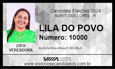 Candidato LILA DO POVO 2024 - BURITI DOS LOPES - Eleições