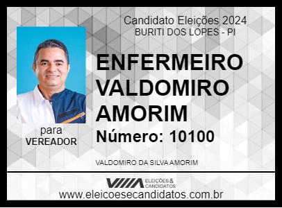 Candidato ENFERMEIRO VALDOMIRO AMORIM 2024 - BURITI DOS LOPES - Eleições