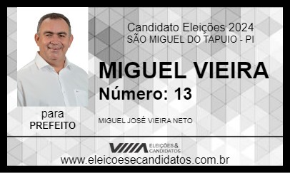 Candidato MIGUEL VIEIRA 2024 - SÃO MIGUEL DO TAPUIO - Eleições