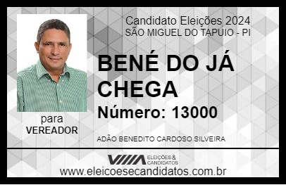 Candidato BENÉ DO JÁ CHEGA 2024 - SÃO MIGUEL DO TAPUIO - Eleições