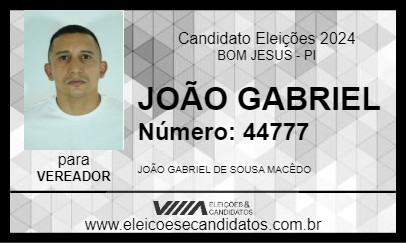 Candidato JOÃO GABRIEL 2024 - BOM JESUS - Eleições