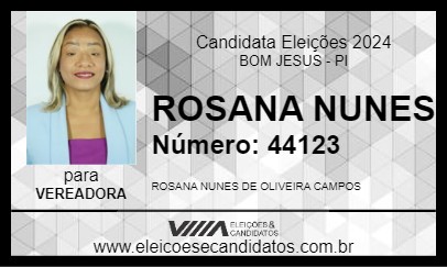 Candidato ROSANA NUNES 2024 - BOM JESUS - Eleições