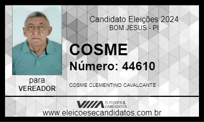 Candidato COSME 2024 - BOM JESUS - Eleições