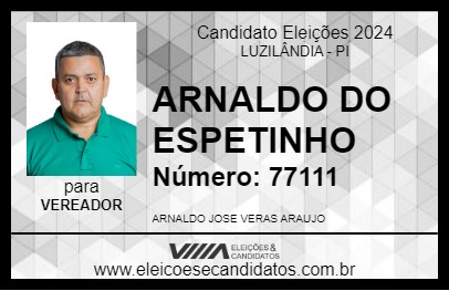 Candidato ARNALDO DO ESPETINHO 2024 - LUZILÂNDIA - Eleições