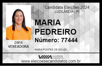 Candidato MARIA PEDREIRO 2024 - LUZILÂNDIA - Eleições