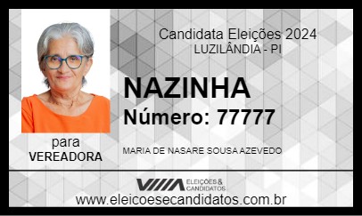 Candidato NAZINHA 2024 - LUZILÂNDIA - Eleições