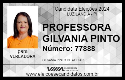 Candidato PROFESSORA GILVANIA PINTO 2024 - LUZILÂNDIA - Eleições