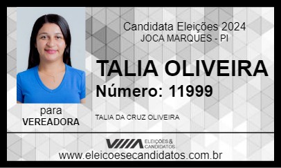 Candidato TALIA OLIVEIRA 2024 - JOCA MARQUES - Eleições