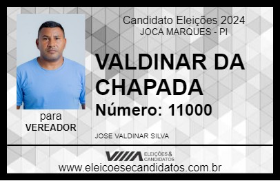 Candidato VALDINAR DA CHAPADA 2024 - JOCA MARQUES - Eleições