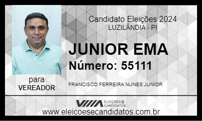 Candidato JUNIOR EMA 2024 - LUZILÂNDIA - Eleições