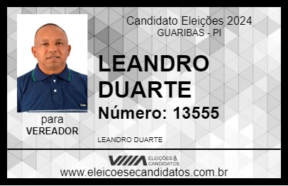 Candidato LEANDRO DUARTE 2024 - GUARIBAS - Eleições