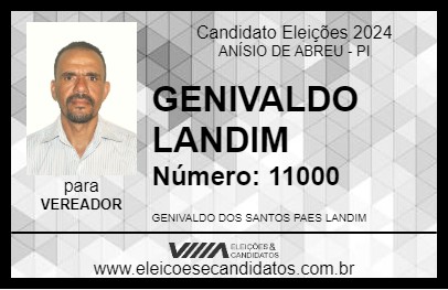 Candidato GENIVALDO LANDIM 2024 - ANÍSIO DE ABREU - Eleições