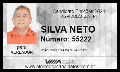 Candidato SILVA NETO 2024 - AGRICOLÂNDIA - Eleições