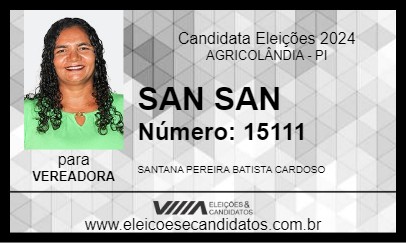 Candidato SAN SAN 2024 - AGRICOLÂNDIA - Eleições